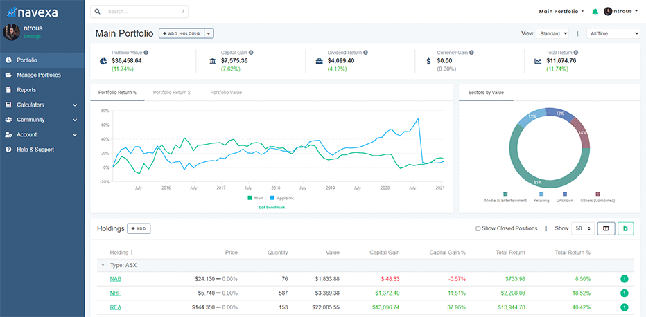 Main Portfolio Screen